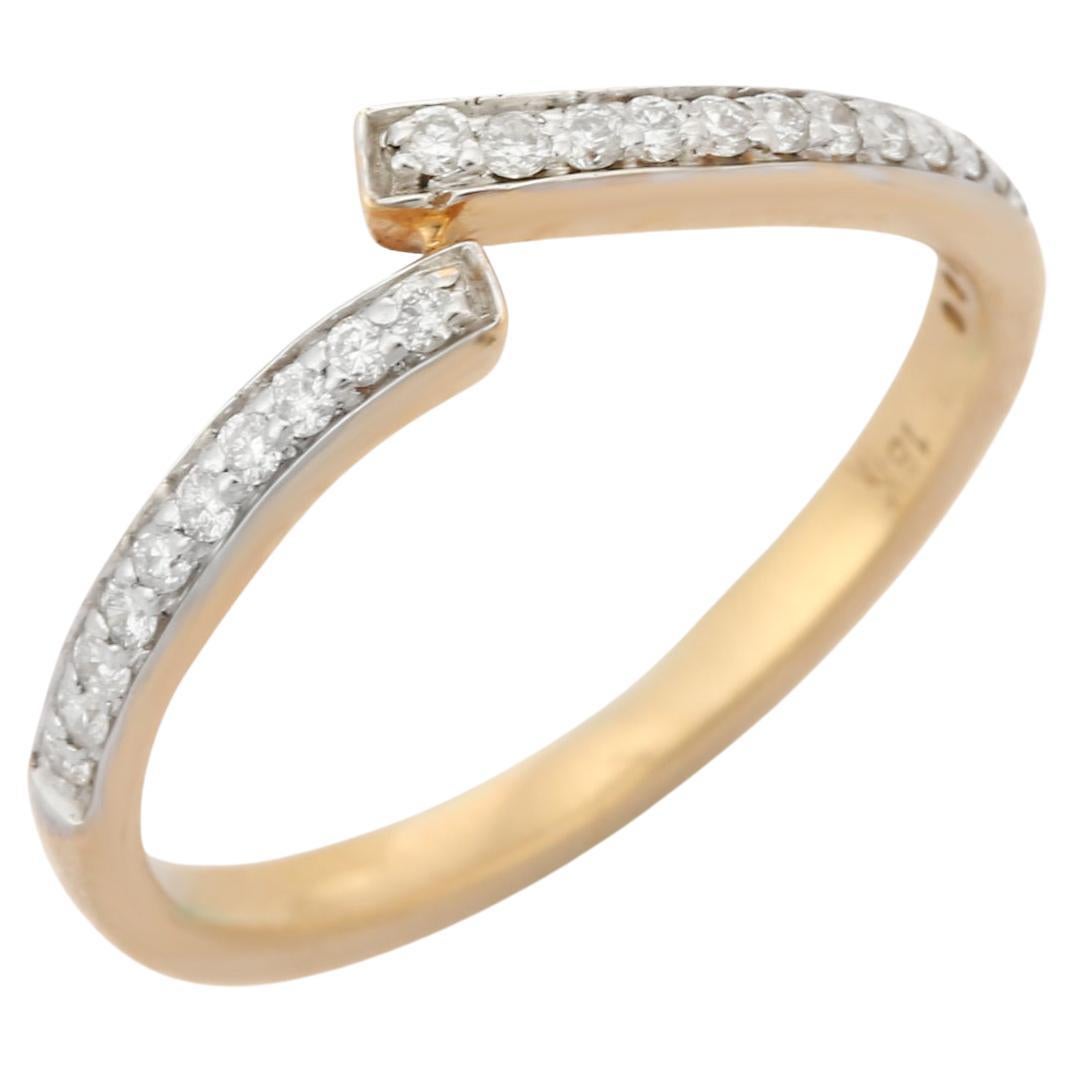 For Sale:  18K Yellow Gold Unique Diamond Ring