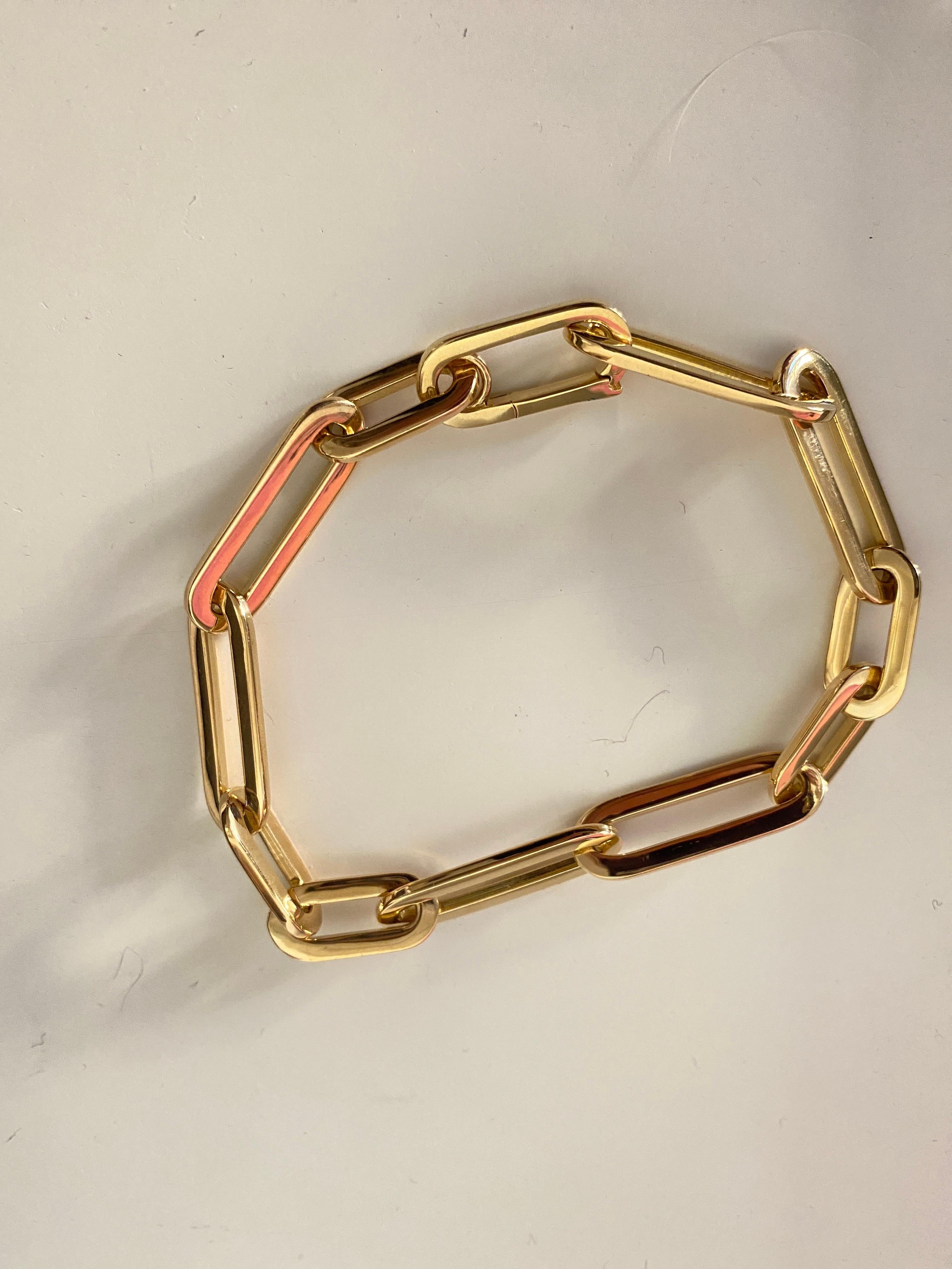 Moderne Prêt à être expédié, bracelet à maillons unisexe moderne en or jaune 18 carats en vente