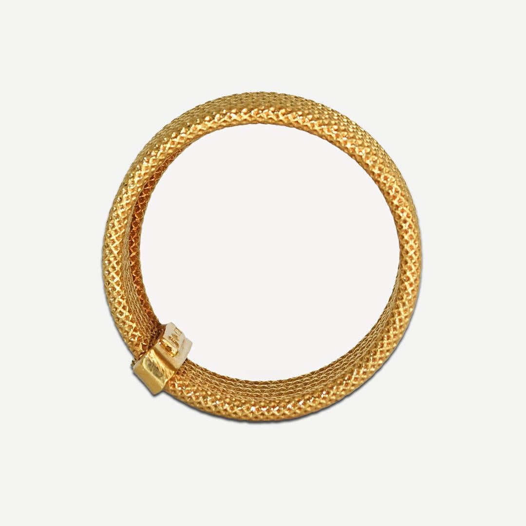 18K Yellow Gold Unoaerre Multi-Row Mesh Ring 6.3g For Sale 3