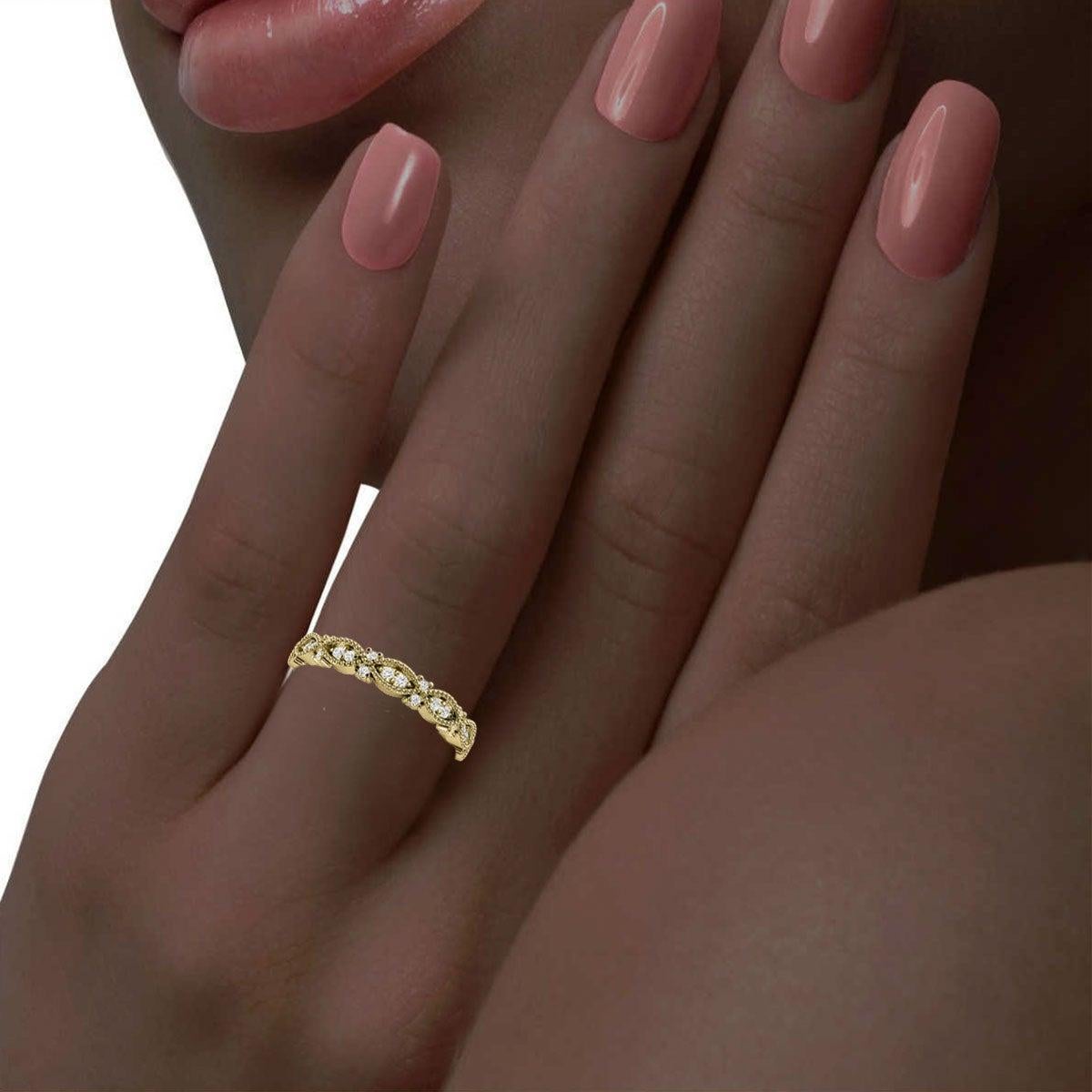 For Sale:  18k Yellow Gold Valence Milgrain Diamond Ring '1/5 Ct. Tw' 4