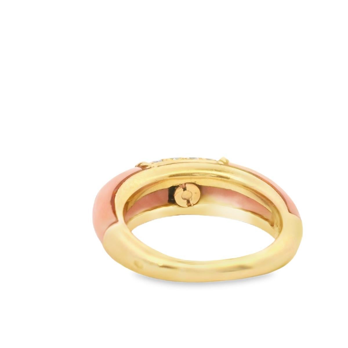 Round Cut 18k Yellow Gold  Van Cleef & Arpels 1960s Coral Diamond  Ring Philippine