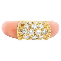 18k Yellow Gold  Van Cleef & Arpels 1960s Coral Diamond  Ring Philippine -