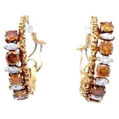 Or jaune 18k  Van Cleef & Arpels Diamant en forme de cercle  Boucles d'oreilles