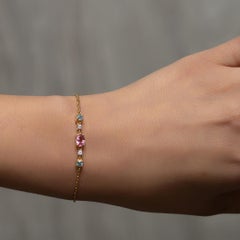 18K Yellow Gold Vermeil Mix Gemstone Bracelet