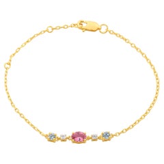 18K Yellow Gold Vermeil Mix Gemstone Bracelet