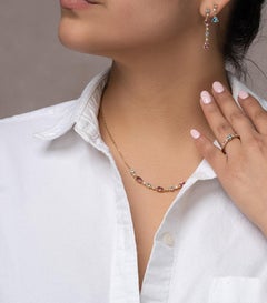 18K Yellow Gold Vermeil Multi Gemstone Mini Dangling Earrings