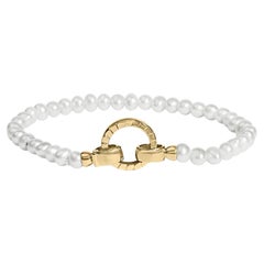 18K Yellow Gold Vermeil Pearl Infinity Lock Tennis Bracelet