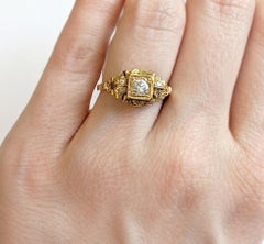 18 Karat Yellow Gold Victorian Diamond Engagement Ring