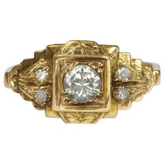 18 Karat Yellow Gold Victorian Diamond Engagement Ring