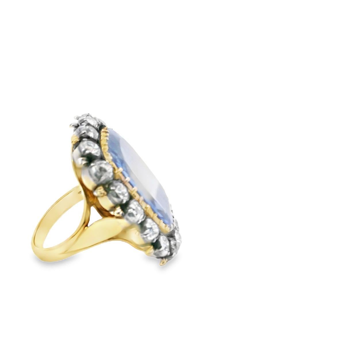 Women's 18k Yellow Gold  Victorian Diamond  Sapphire Ring For Sale