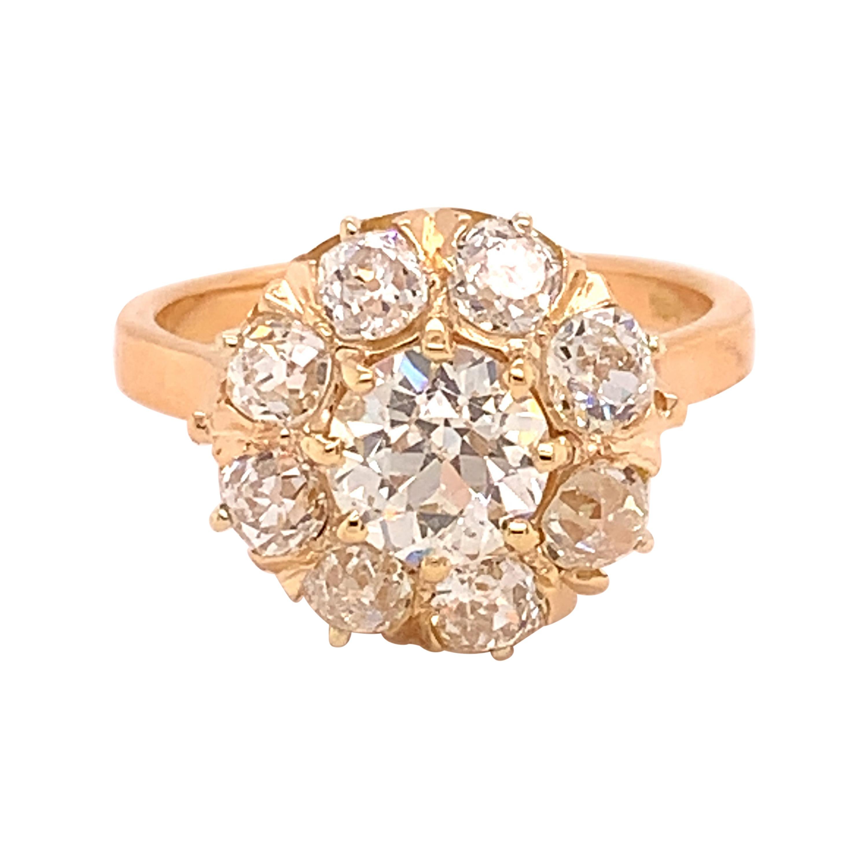 18k Yellow Gold Victorian Genuine Natural Diamond Ring 2.76 Carats TW 
#J4896
