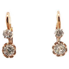 18k Yellow Gold Victorian Old European Cut Diamond Earrings