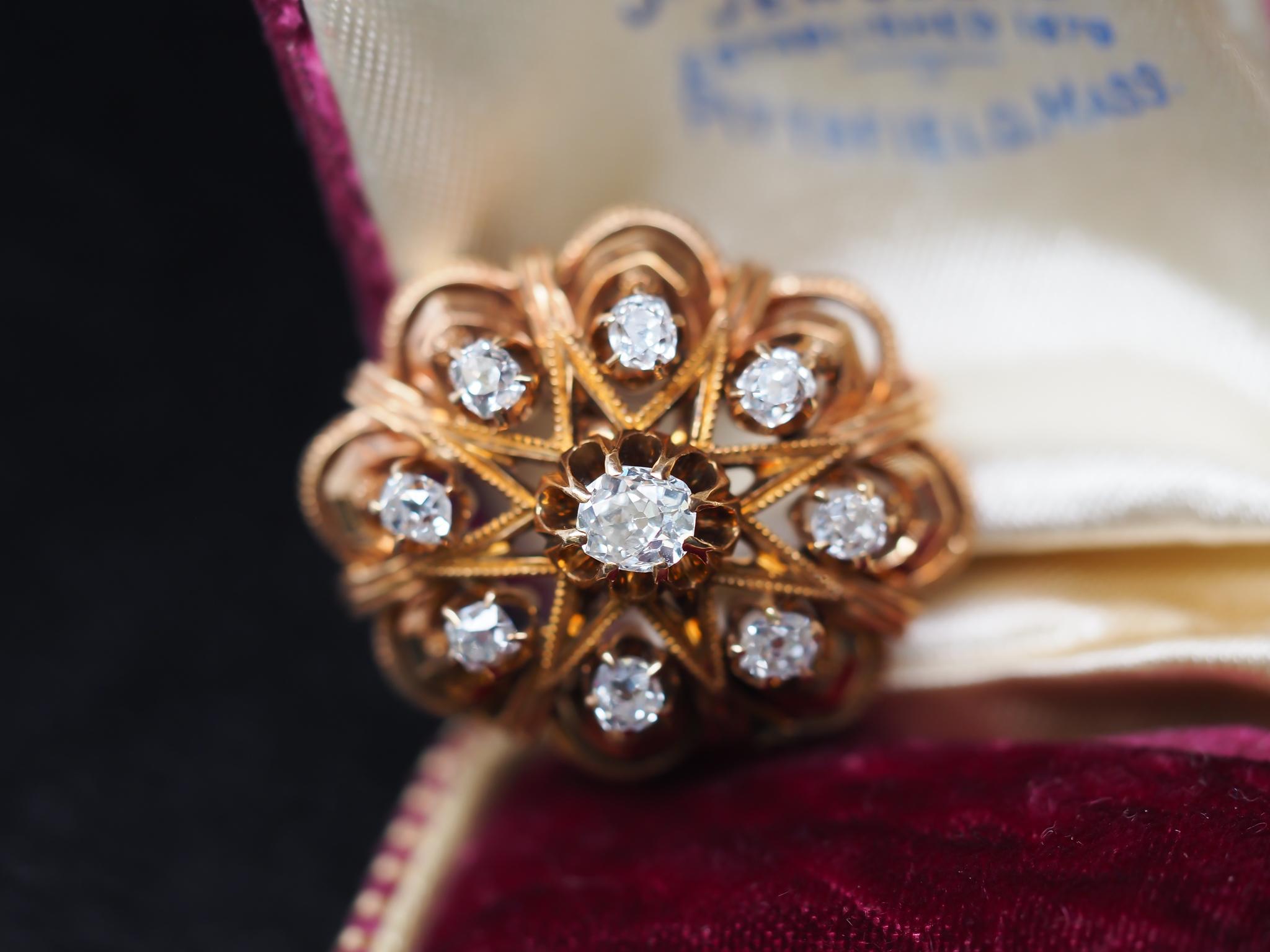 18K Yellow Gold Victorian Old Mine Diamond Pendant In Good Condition For Sale In Hicksville, NY