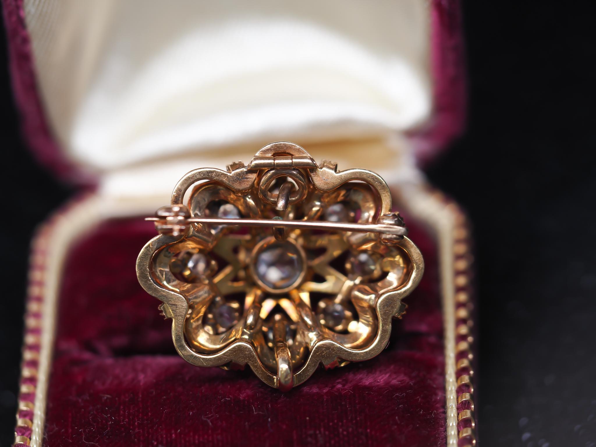 Pendentif en or jaune 18K avec diamant victorien ancienne mine en vente 1
