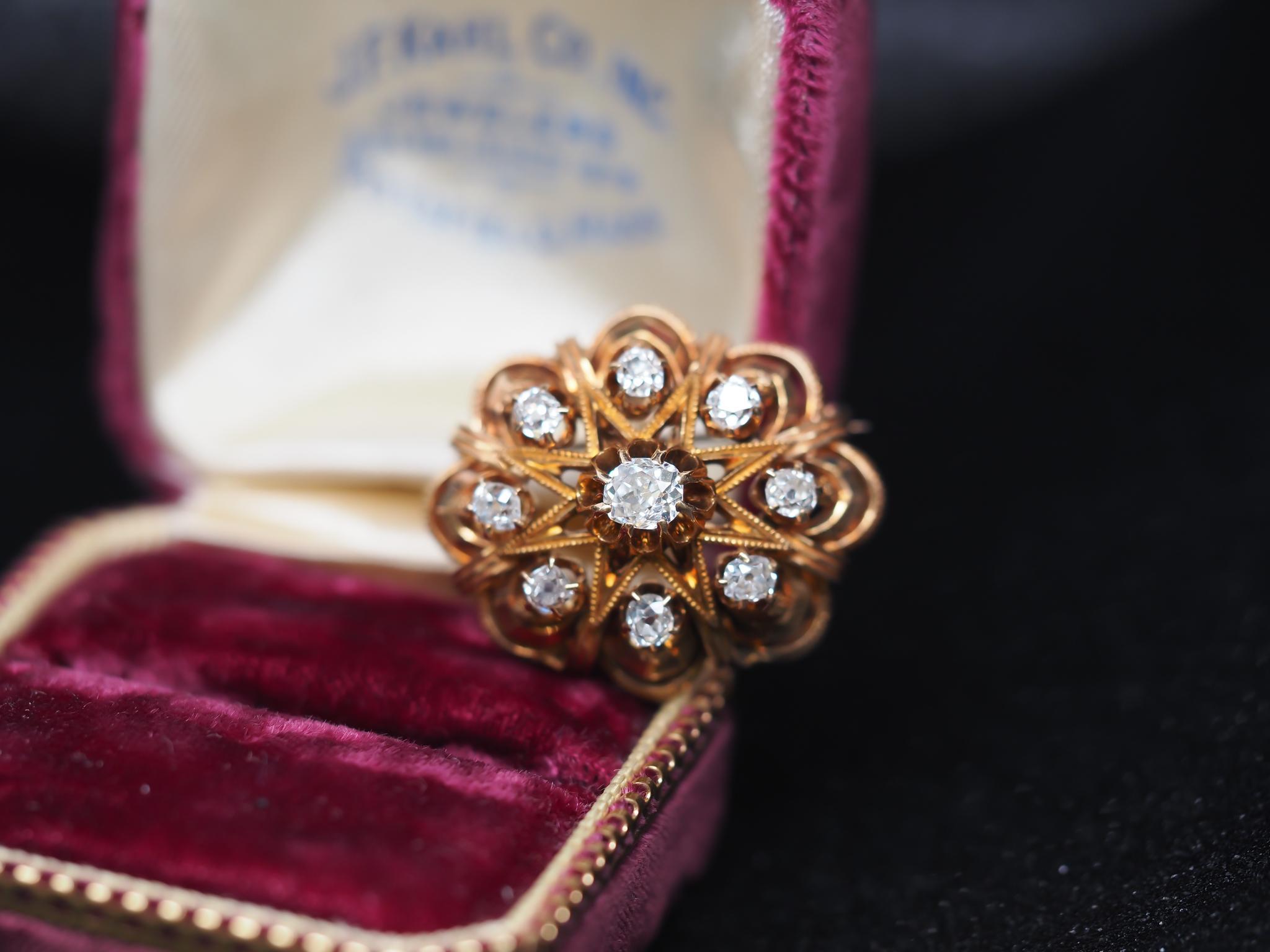 Pendentif en or jaune 18K avec diamant victorien ancienne mine en vente 3