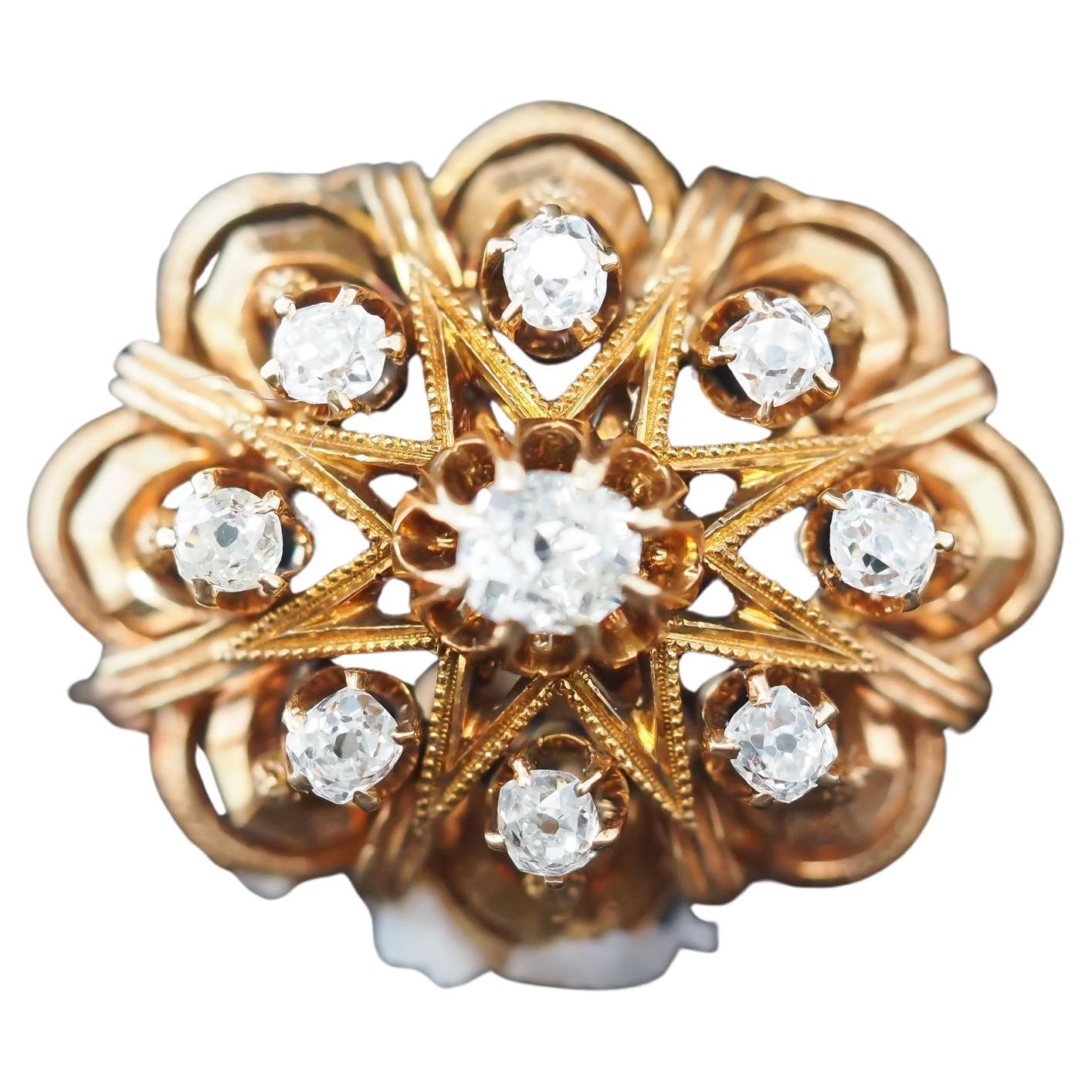 18K Yellow Gold Victorian Old Mine Diamond Pendant
