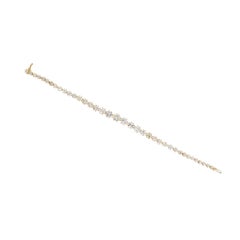 18K Yellow Gold Victorian Style 14 Carat Old European Diamond Tennis Bracelet