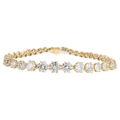 18K Yellow Gold Victorian Style 14 Carat Old European Diamond Tennis Bracelet