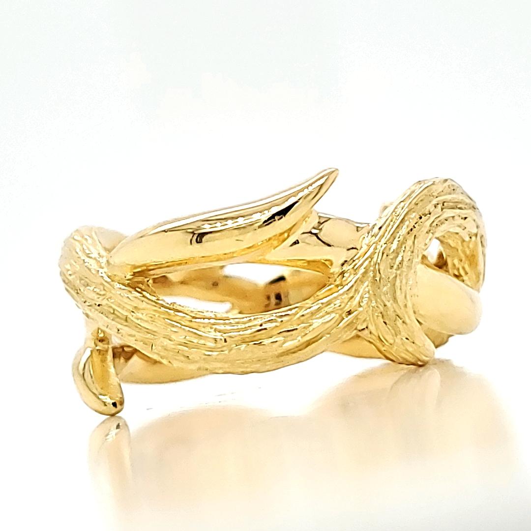 18k Gelbgold Rebe Verlobungsring Damen im Angebot