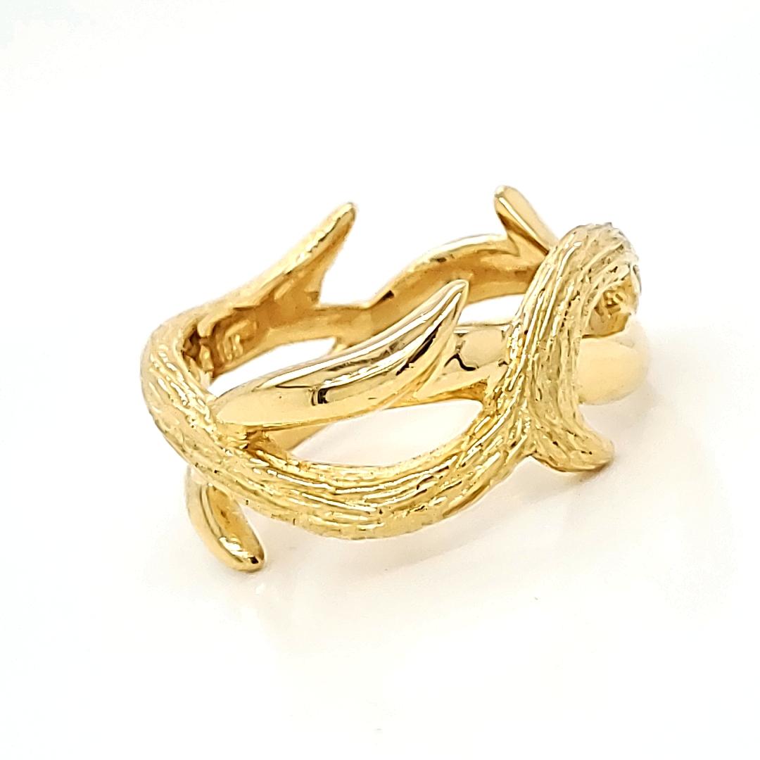18k Gelbgold Rebe Verlobungsring im Angebot 1