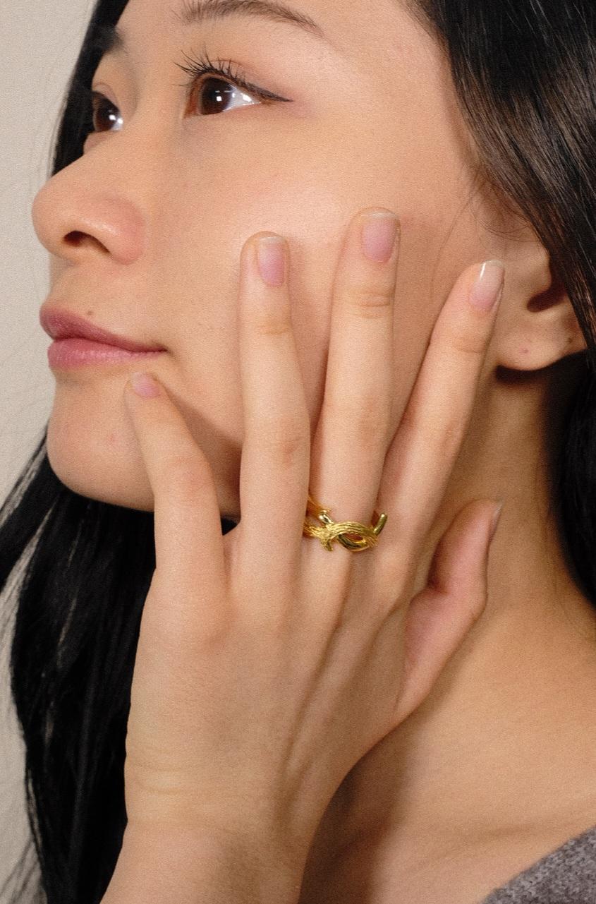 18k Gelbgold Rebe Verlobungsring im Angebot 2