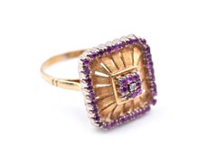 18 Karat Yellow Gold Vintage 1930s Ruby and Diamond Ring