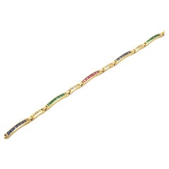 18k Yellow Gold Vintage 2.30ct Multi-Stone & 0.18ct Diamond Fine Bracelet