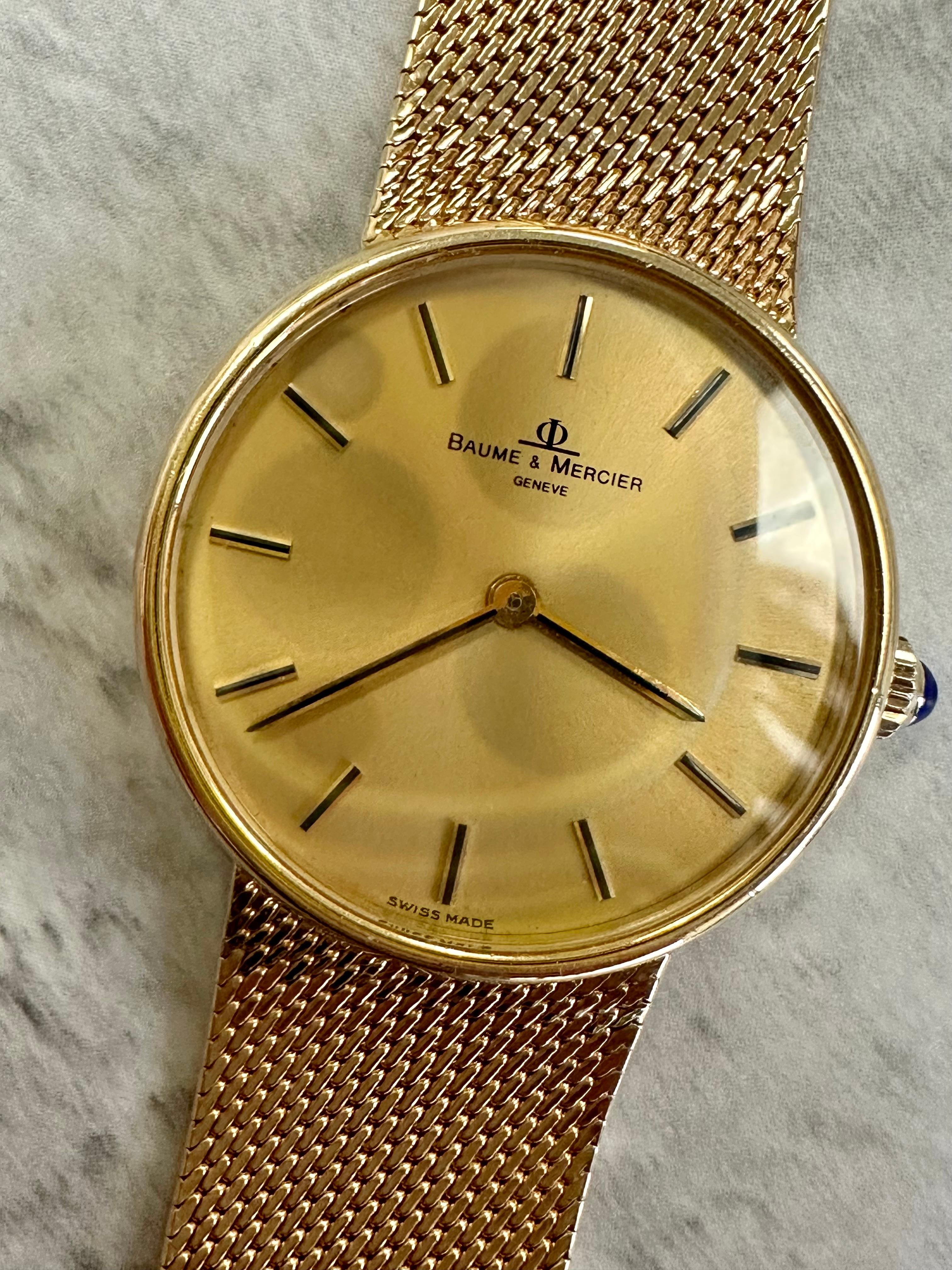 Reloj Baume & Mercier Vintage de oro amarillo de 18 quilates en Bueno estado para la venta en Houston, TX