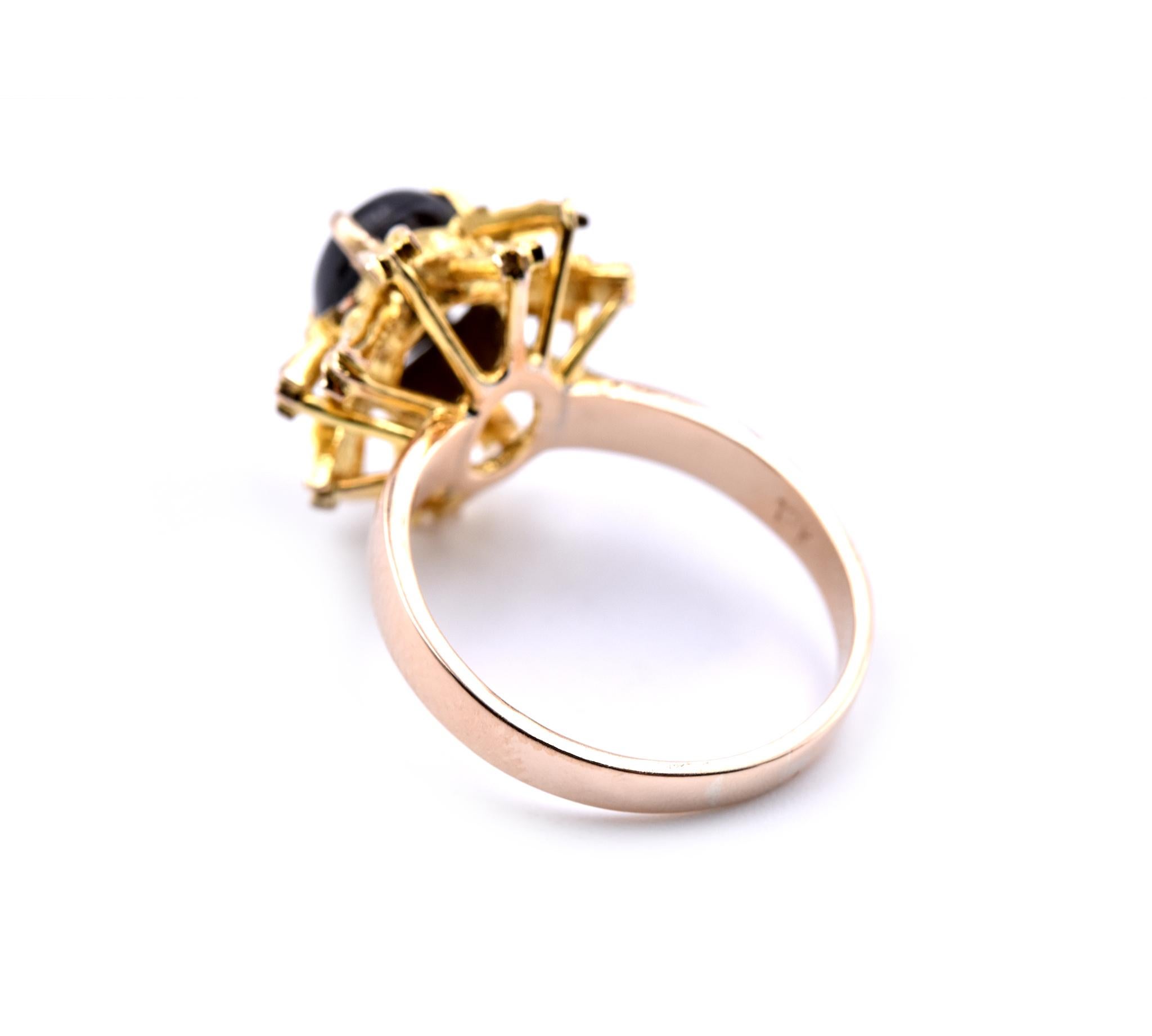 18 Karat Yellow Gold Vintage Black Star Sapphire Ring In Excellent Condition In Scottsdale, AZ