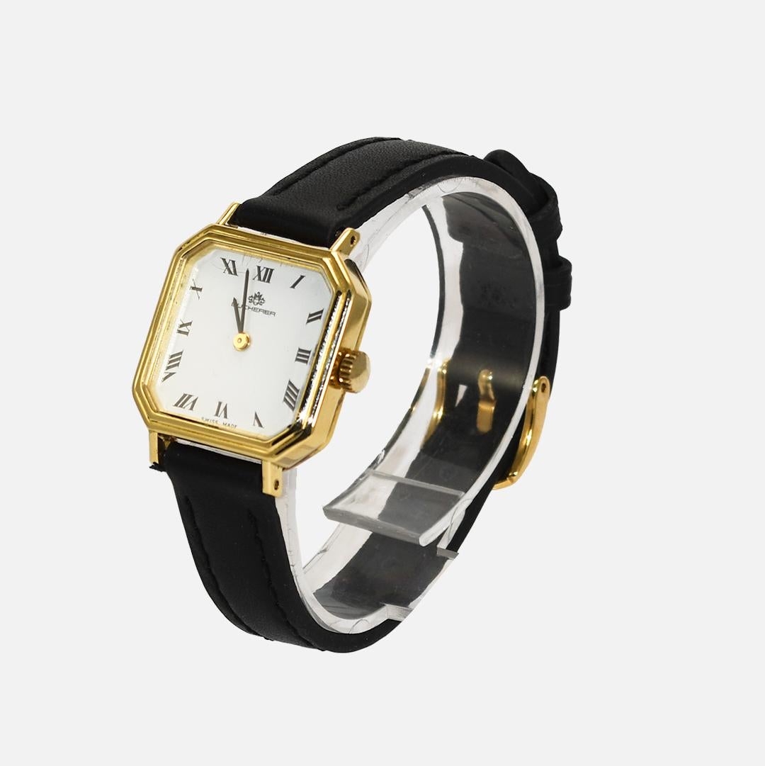 18 Karat Gelbgold Vintage Bucherer Handaufzugsuhr (22 mm) im Zustand „Hervorragend“ in Laguna Beach, CA