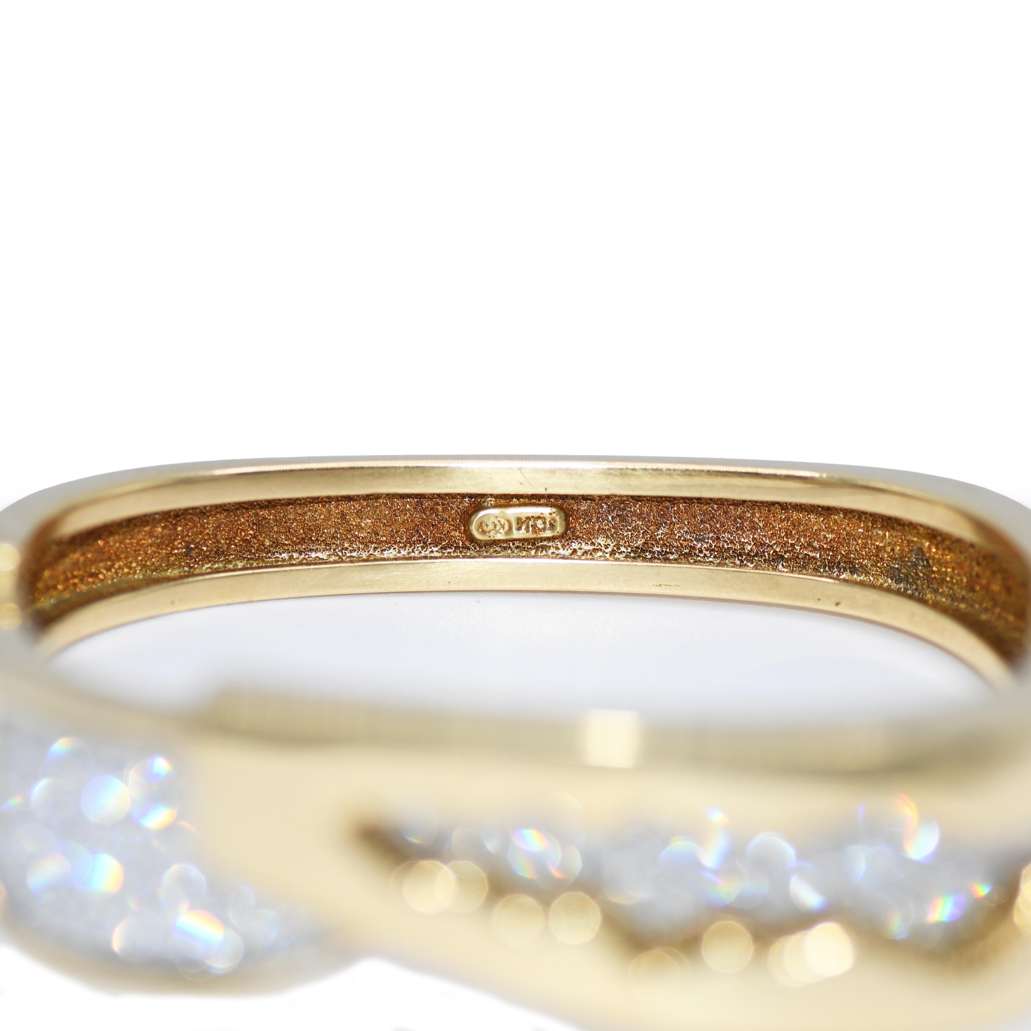 18K Yellow Gold Vintage Diamond Bangle Bracelet 2.00tdw, 53g 2
