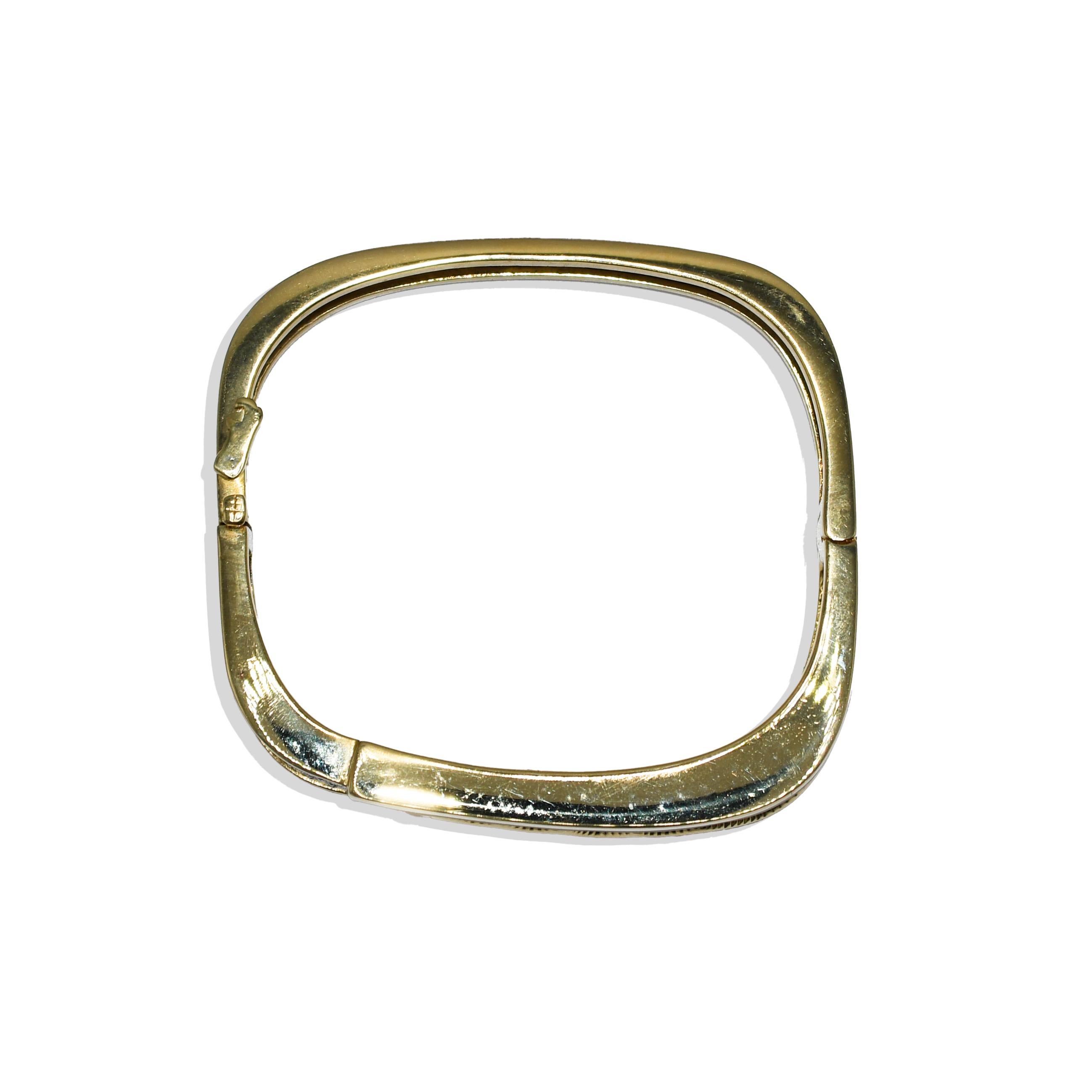 18K Yellow Gold Vintage Diamond Bangle Bracelet 2.00tdw, 53g 3