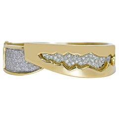 18K Yellow Gold Vintage Diamond Bangle Bracelet 2.00tdw, 53g