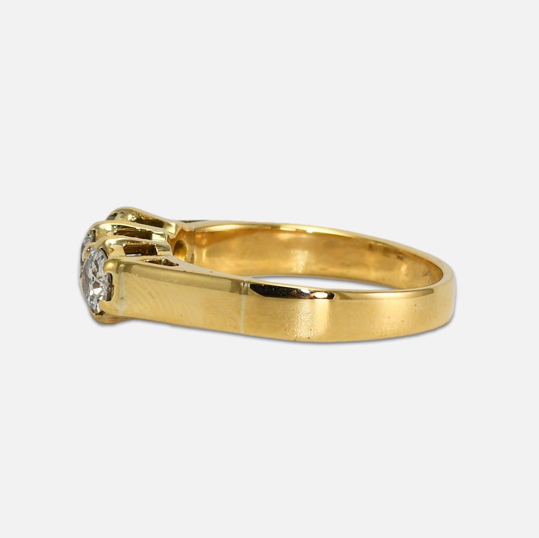 Women's 18K Yellow Gold Vintage Diamond Cocktail Ring 0.83tdw For Sale