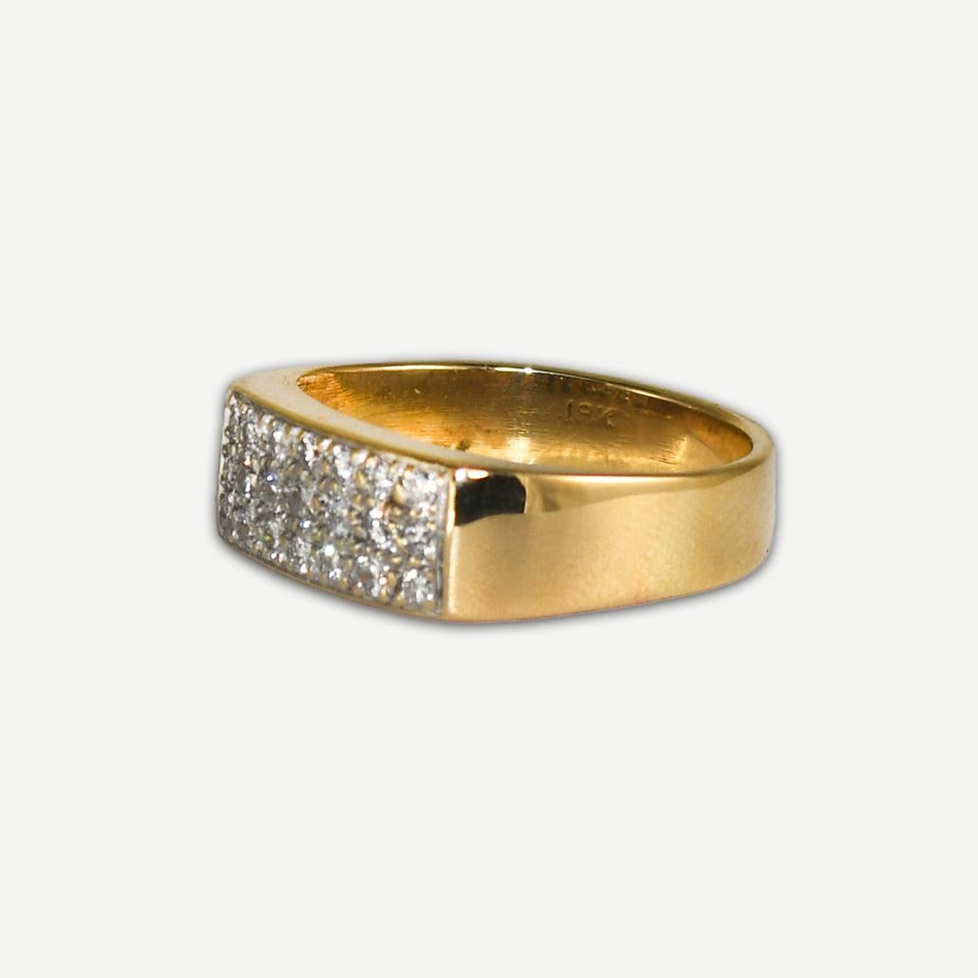 Women's or Men's 18K Yellow Gold Vintage Diamond Ring 0.30 ct For Sale