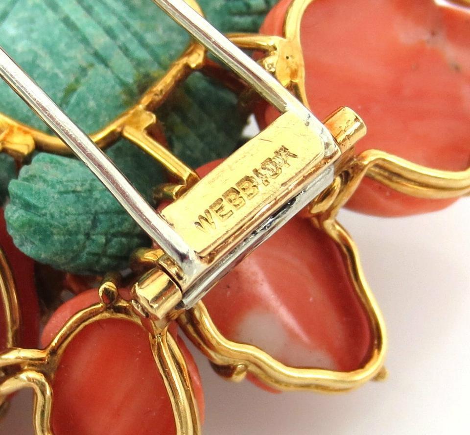 18k Yellow Gold Vintage Diamond Turquoise & Coral Sea Turtle Brooch Pin 0.78cttw In Good Condition In New York, NY