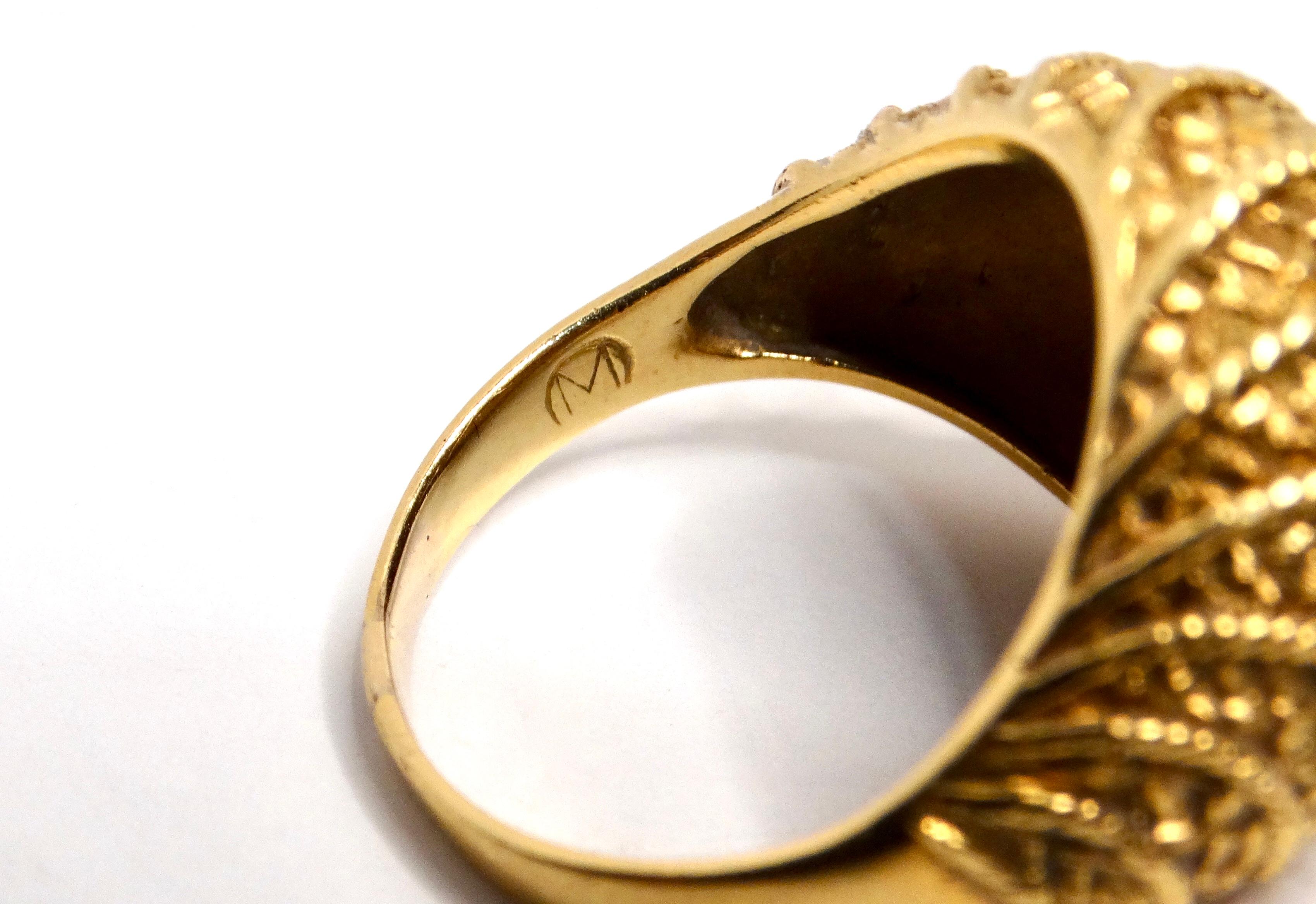 18k Gelbgold Vintage Dome Ring Damen im Angebot
