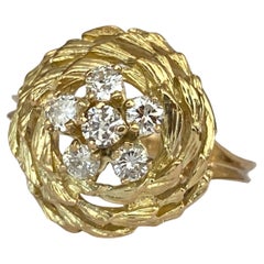 18K Yellow Gold Vintage Domed Diamond Ring