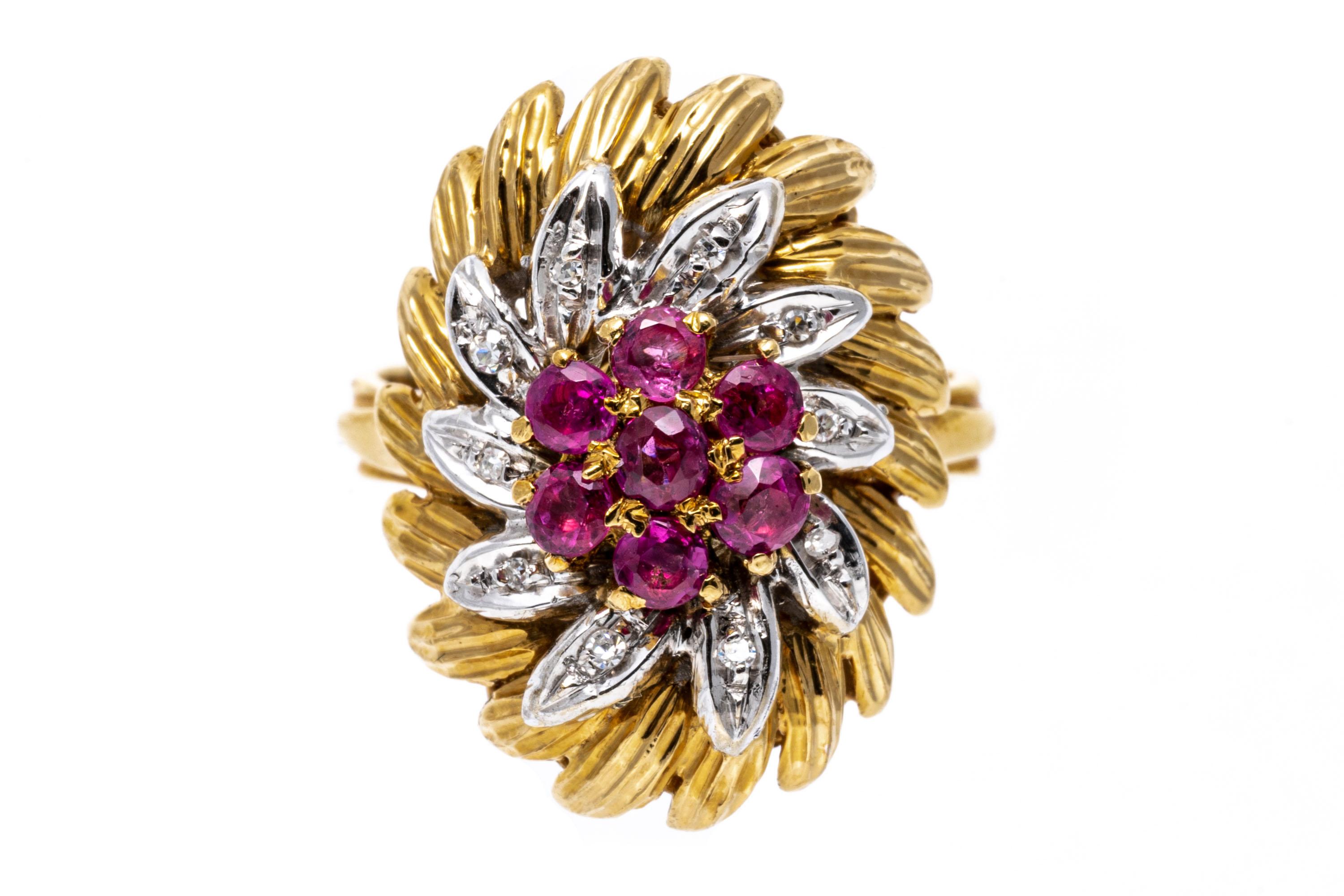 vintage ruby and diamond flower ring