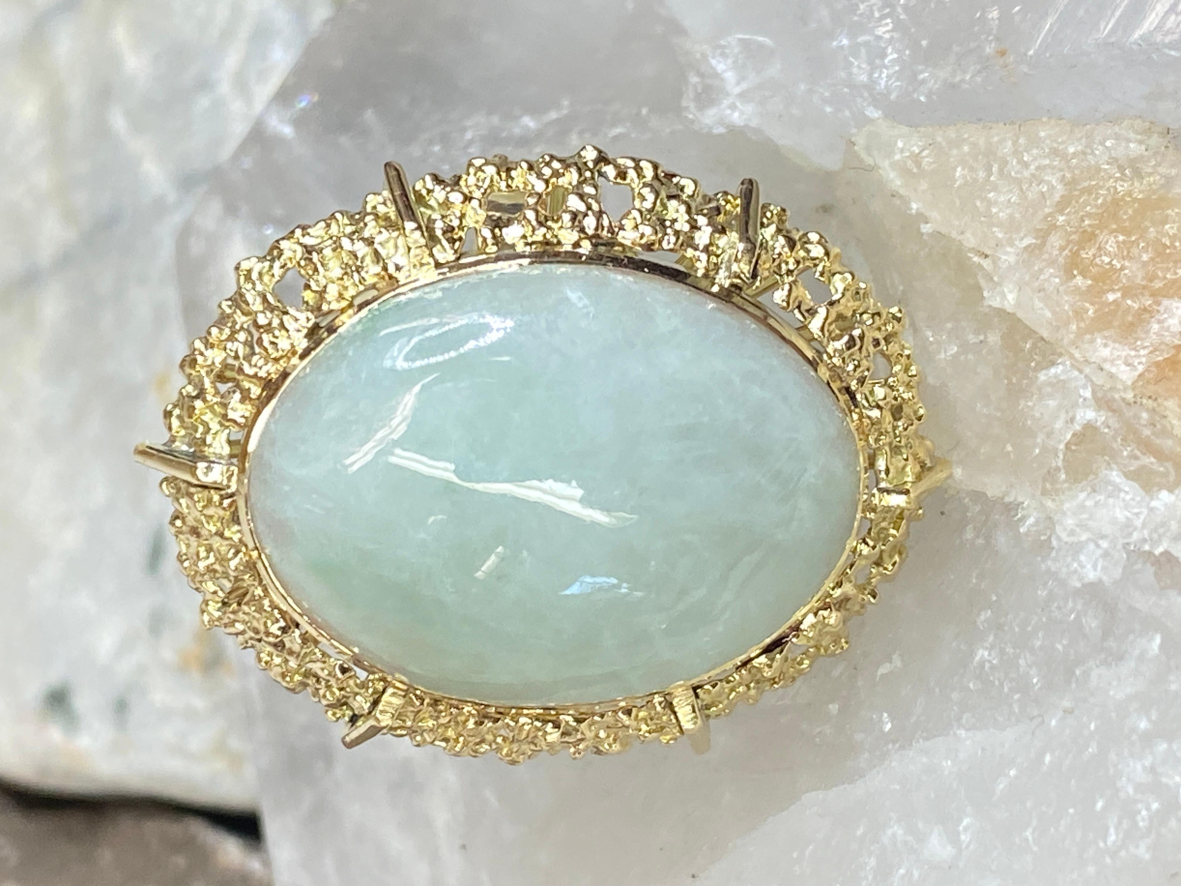 18K Yellow Gold Vintage Mid-Century 1960 Grand Jade Filigree Size 7 Ring 14.5g For Sale 7