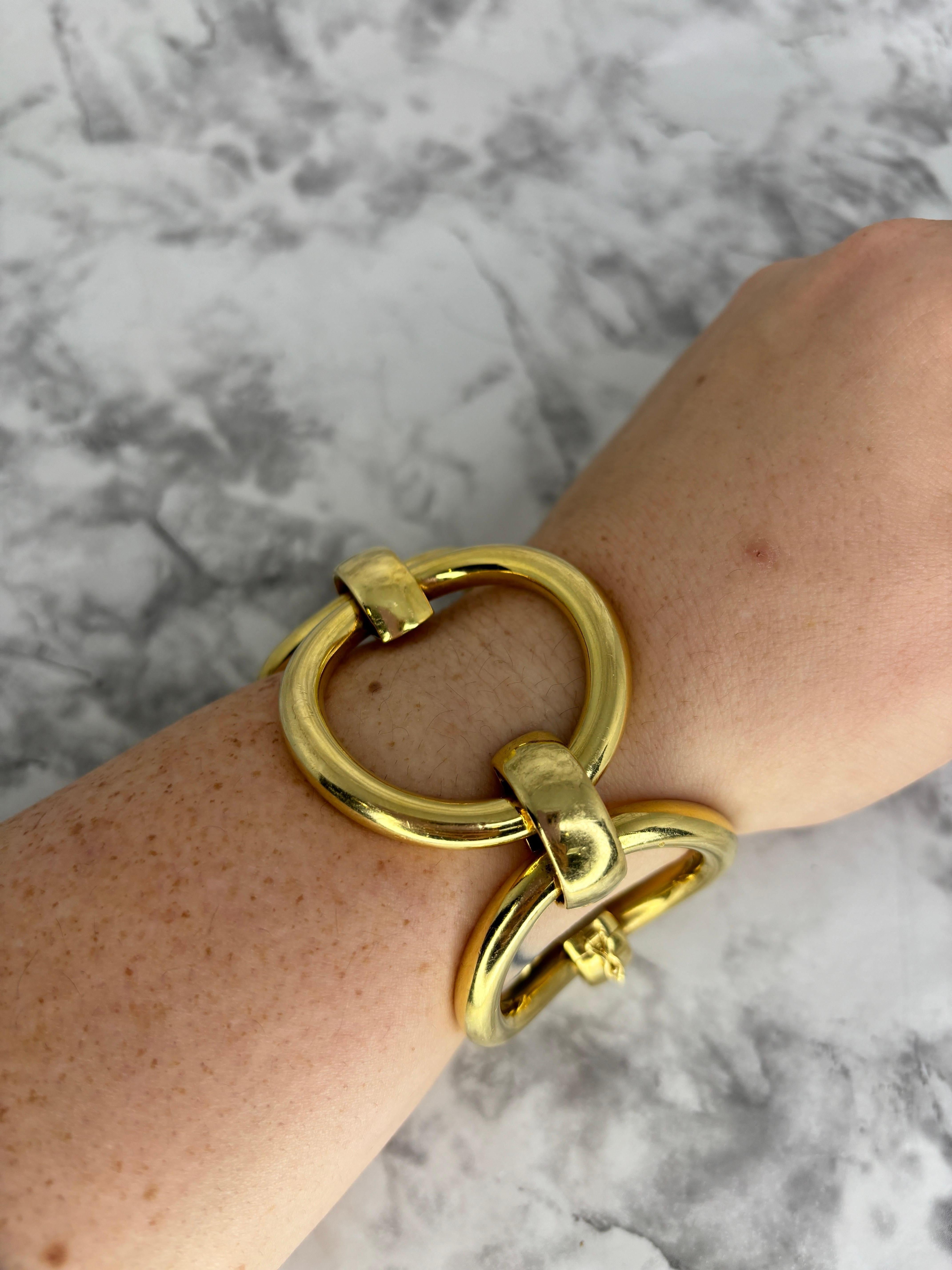 Bracelet vintage et dramatique à maillons ronds surdimensionnés en or jaune 18 carats en vente 8