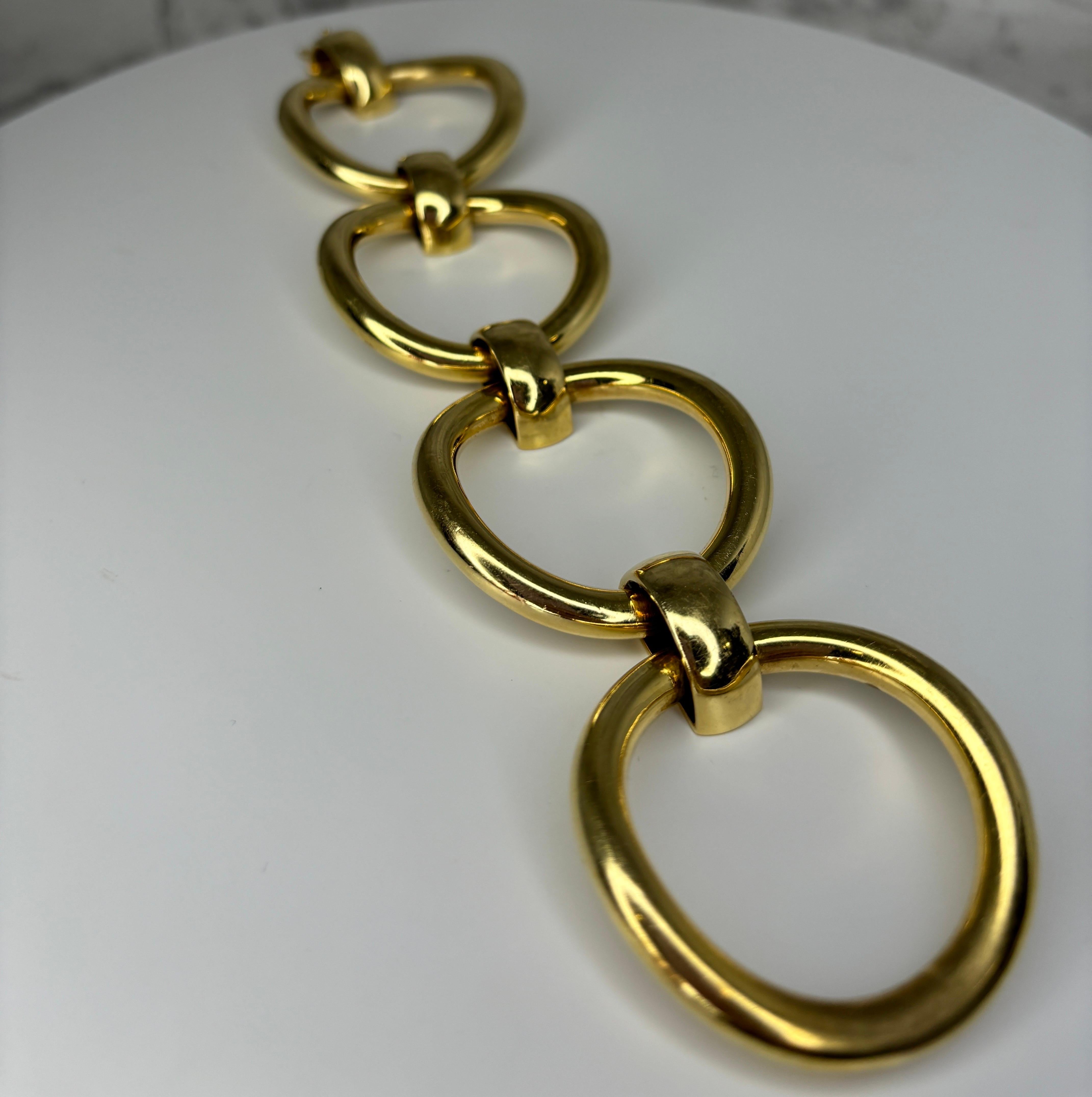 Bracelet vintage et dramatique à maillons ronds surdimensionnés en or jaune 18 carats en vente 1