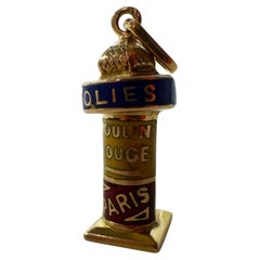 Charm con chiosco di Parigi vintage in oro giallo 18 carati