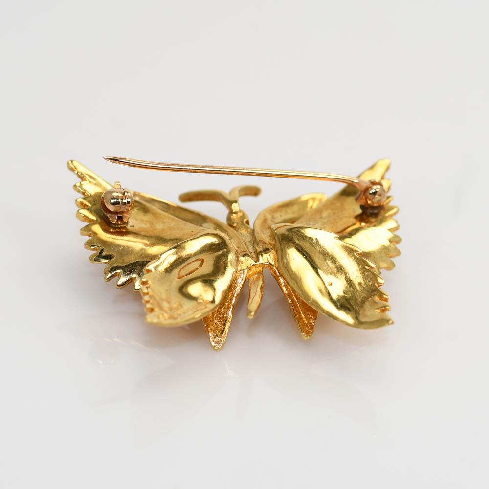 18k Yellow Gold Vintage Tiffany & Co Butterfly Brooch, 11gr For Sale 2