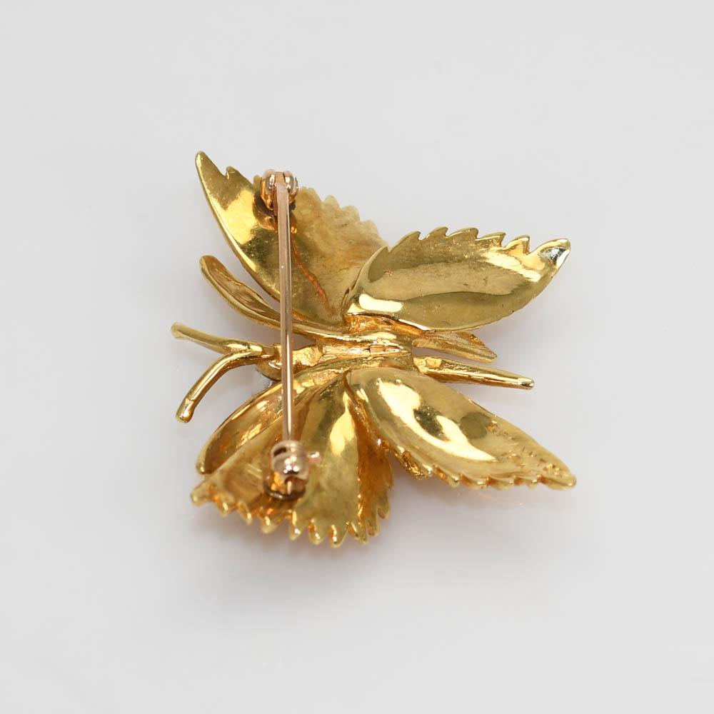 18k Yellow Gold Vintage Tiffany & Co Butterfly Brooch, 11gr For Sale 3