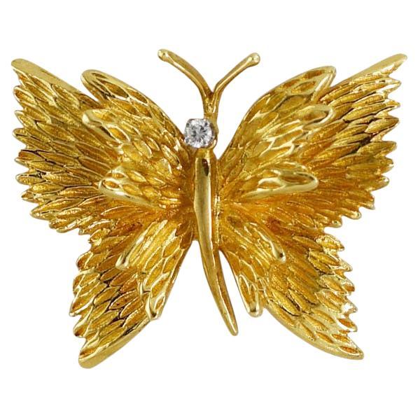 18k Yellow Gold Vintage Tiffany & Co Butterfly Brooch, 11gr For Sale