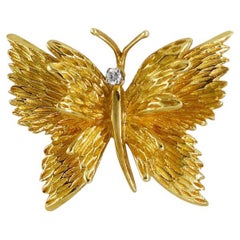 18k Yellow Gold Vintage Tiffany & Co Butterfly Brooch, 11gr