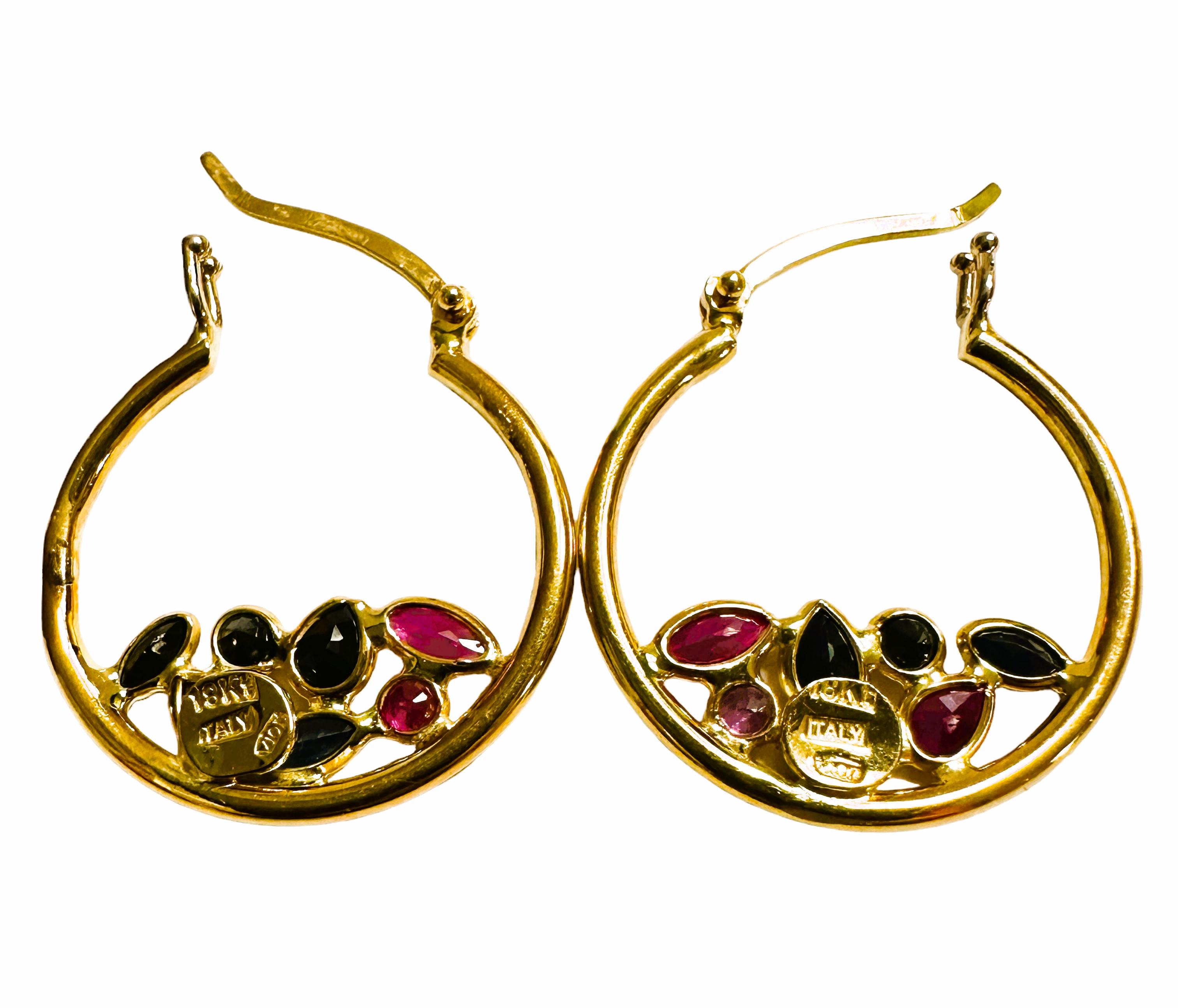 18K Yellow Gold VIOR Italy Sapphire Luxury Jewelry Slide Pendant & Earrings 4