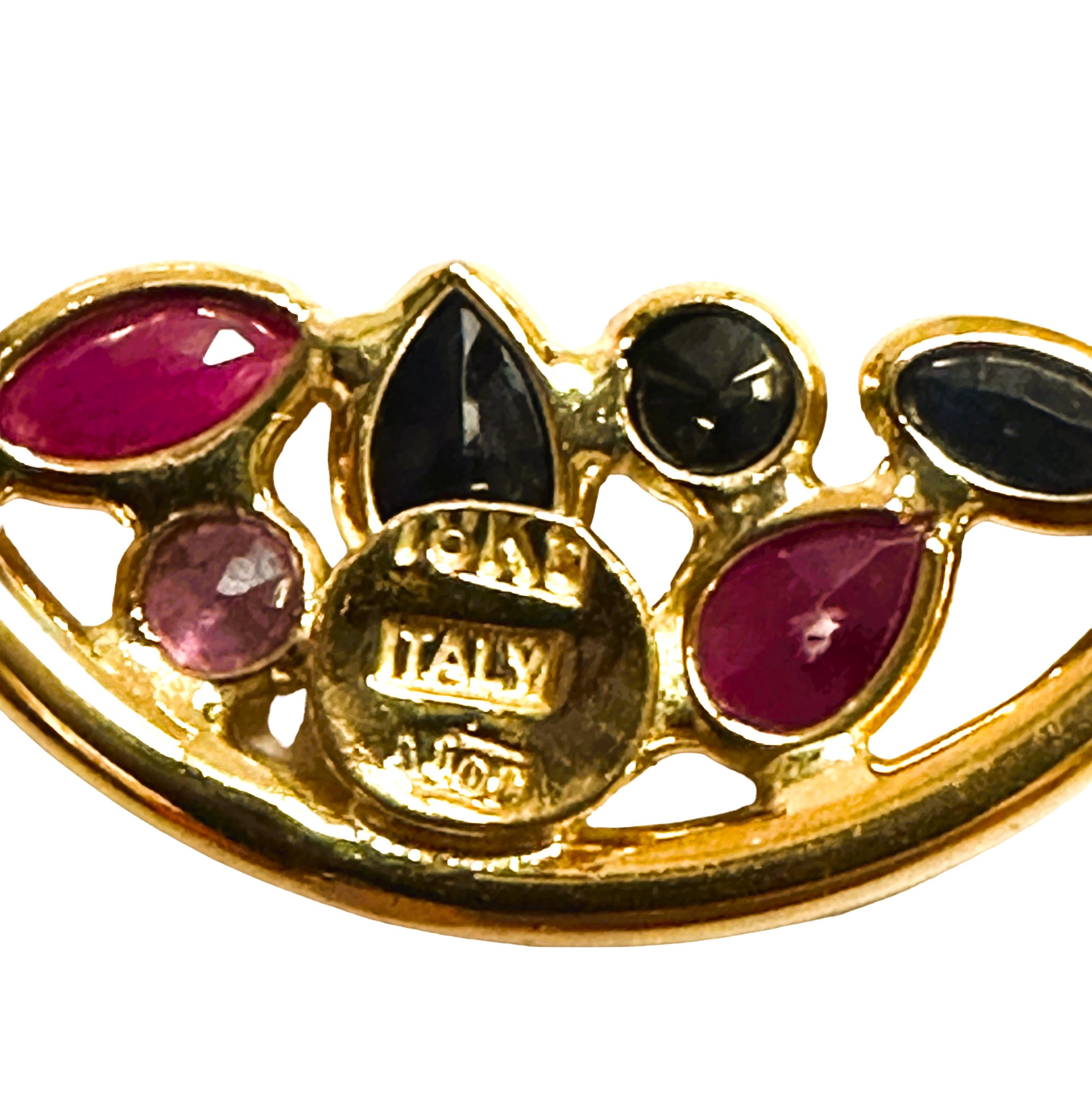 18K Yellow Gold VIOR Italy Sapphire Luxury Jewelry Slide Pendant & Earrings 5