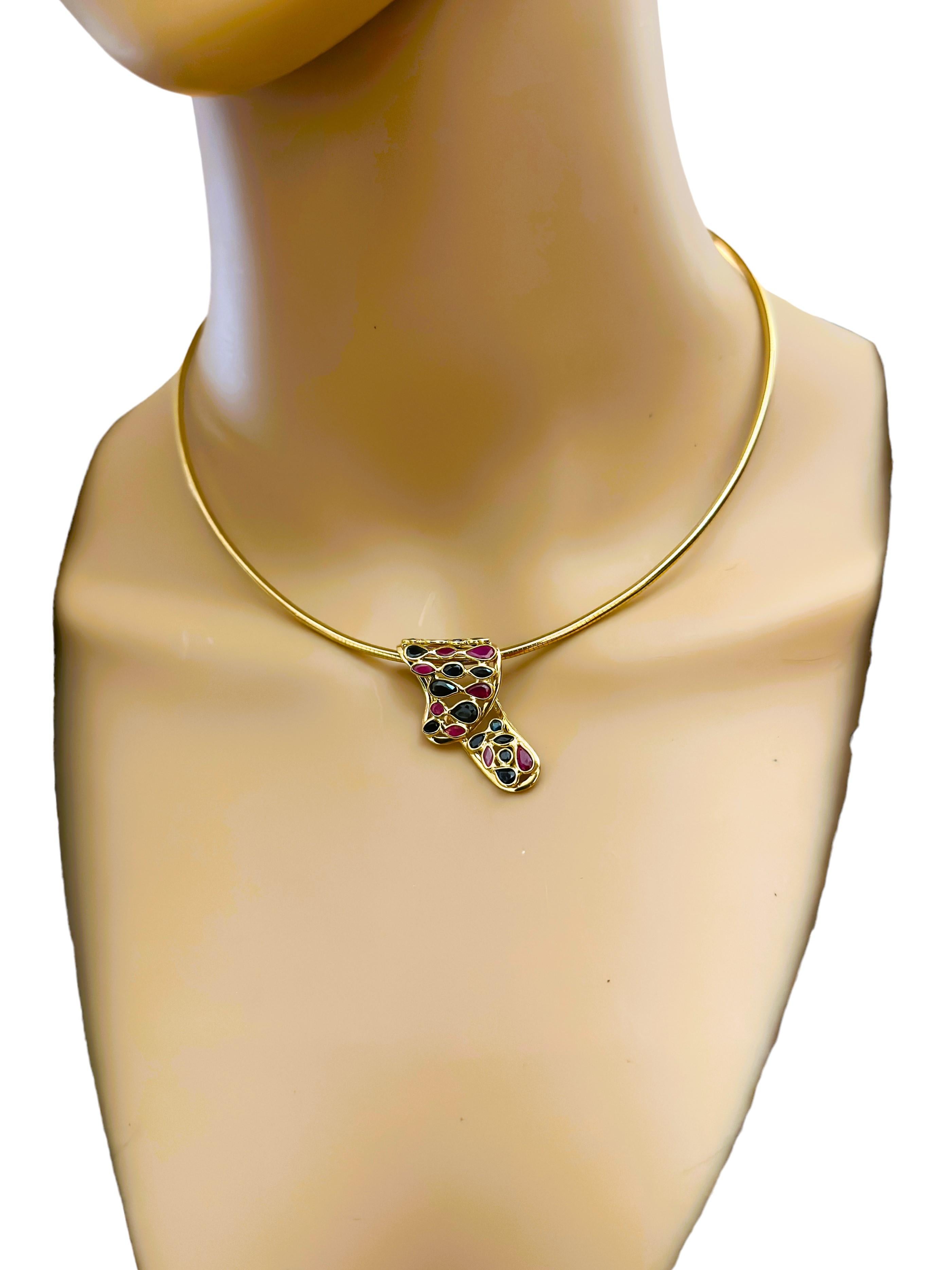 18K Yellow Gold VIOR Italy Sapphire Luxury Jewelry Slide Pendant & Earrings 2